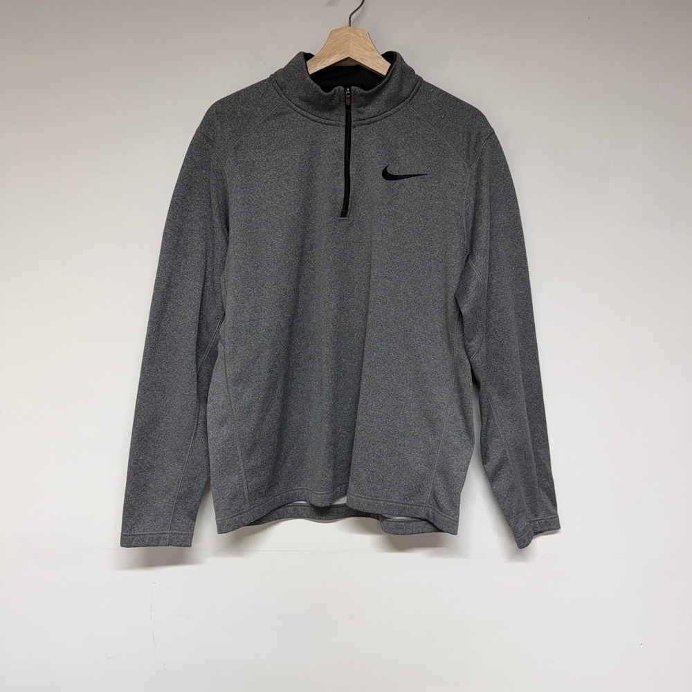 Nike Mens Quarter Zip Size L Pullover Gray Long Sleeve Training Shirt